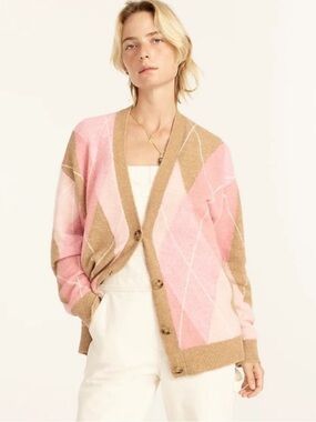 J. Crew Argyle cardigan sweater in Supersoft yarn